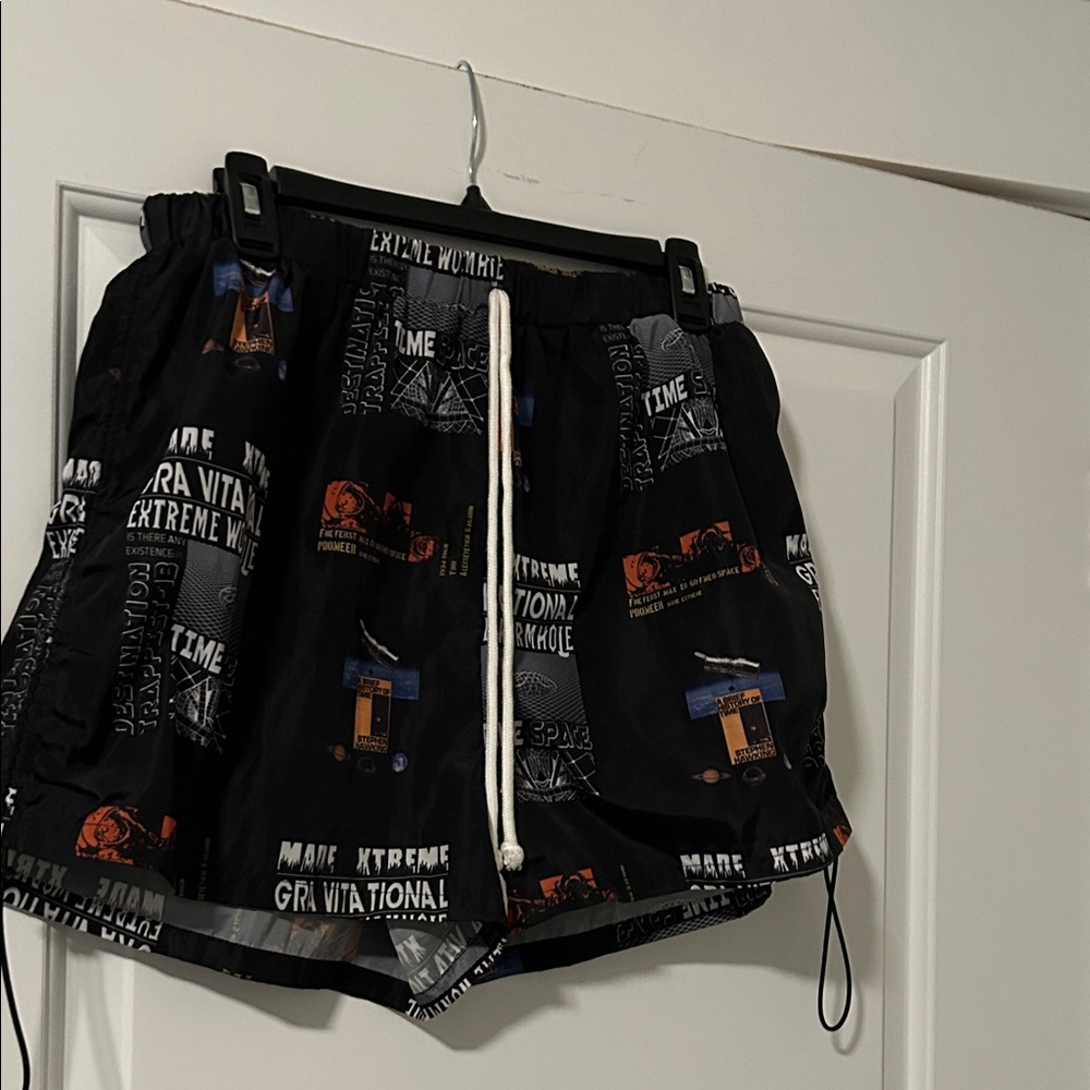 Black Graphic Ladies Shorts